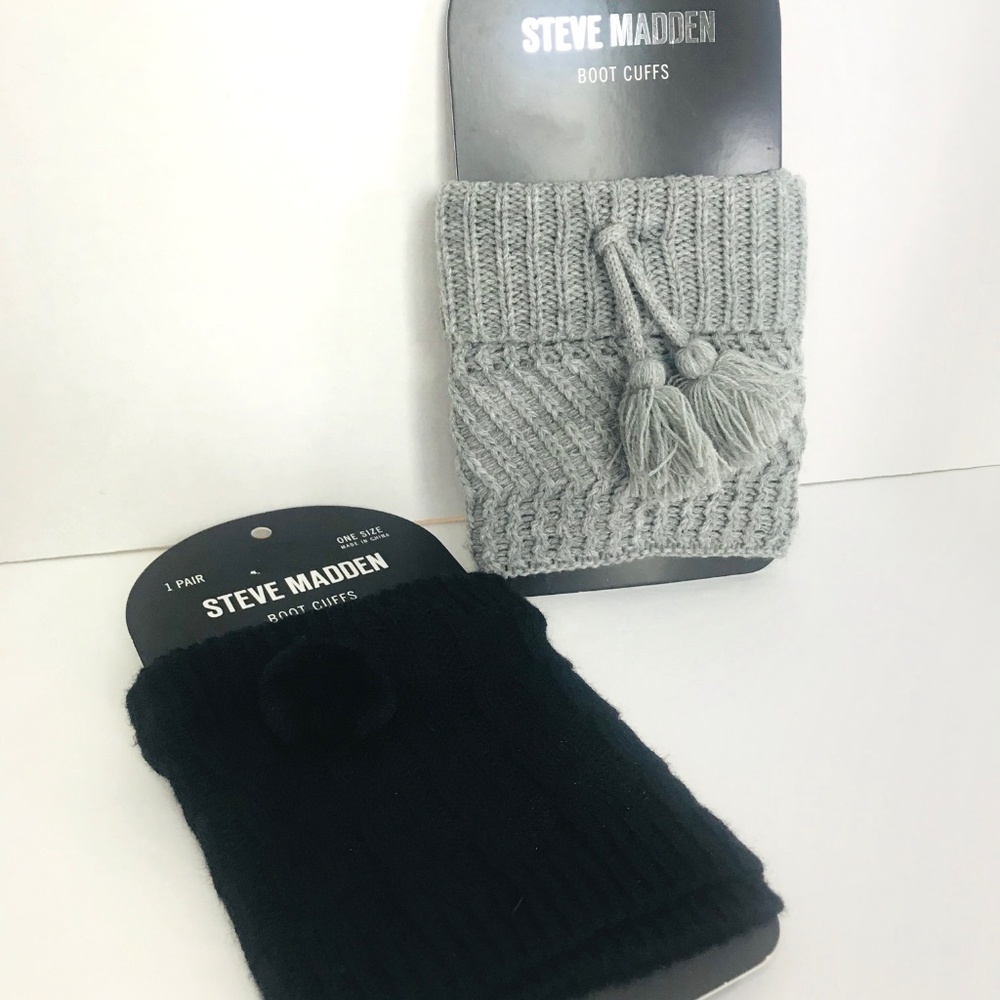 Steve Madden Boot Cuffs - Set of 2 Black & Grey